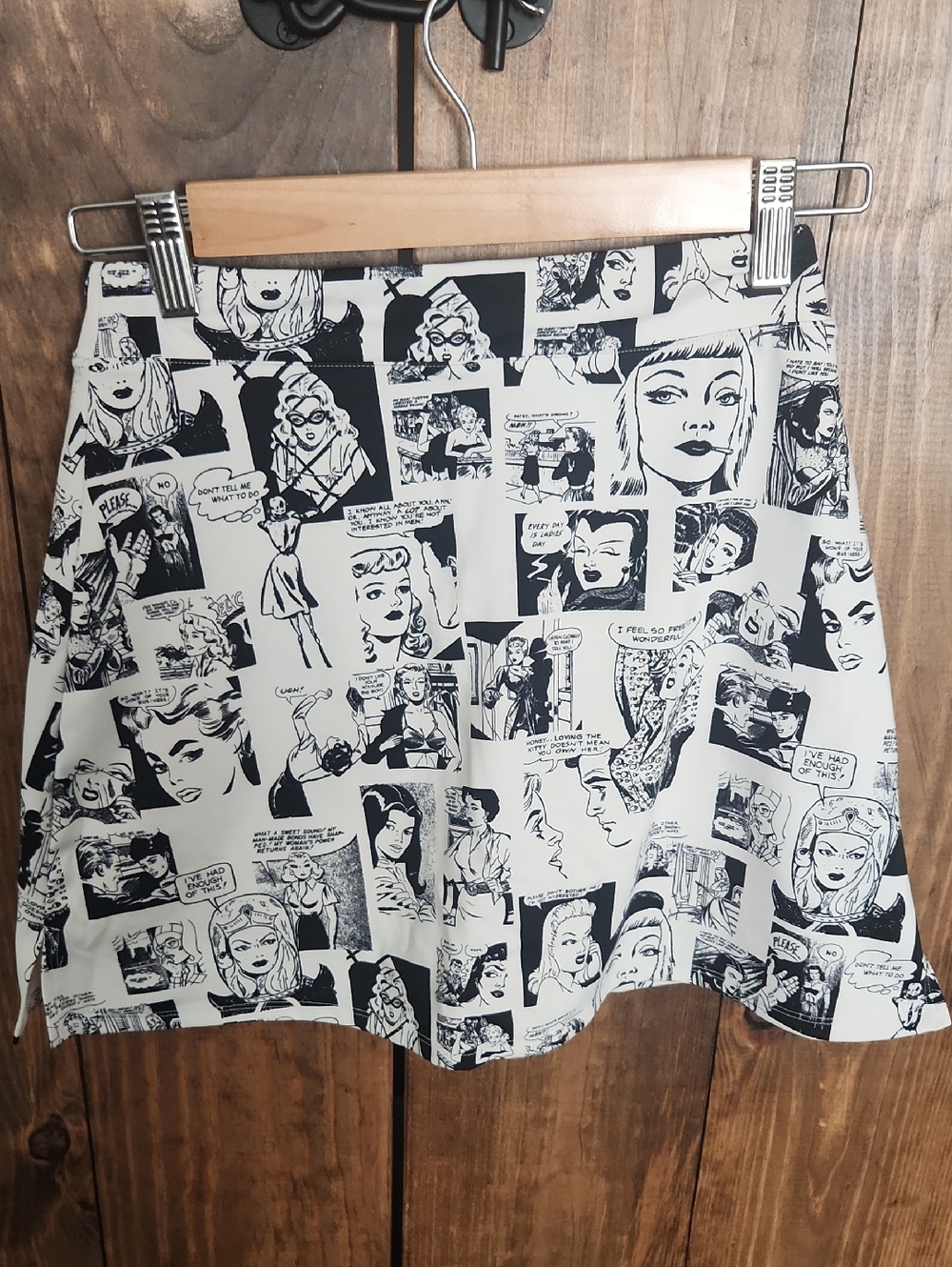 Reformation Black & White Comic-Print EcoMove Skort